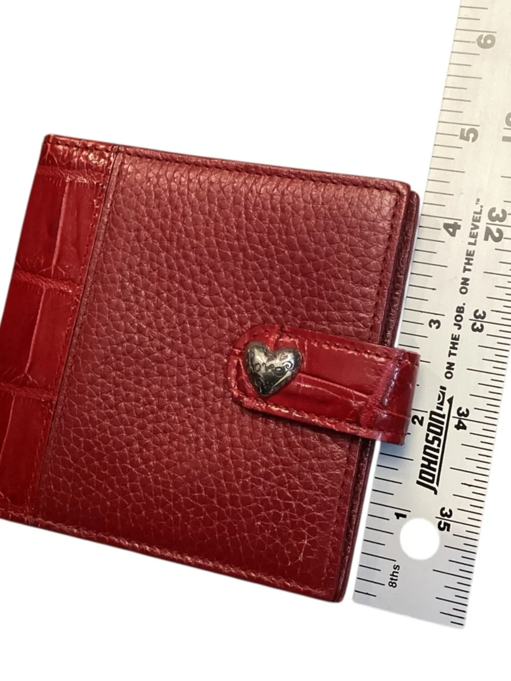 Brighton Bellissimo Red Pebbled Leather Silver-tone Heart Small Wallet
